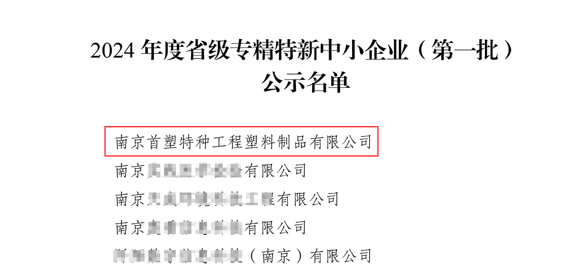 南京首塑成功獲評(píng)“江蘇省2024年度專(zhuān)精特新中小企業(yè)”